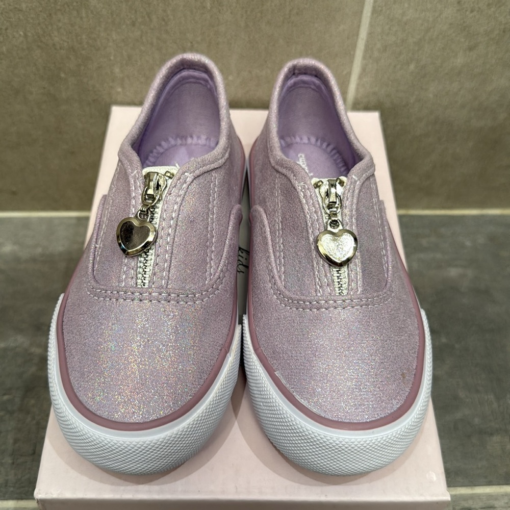 Toddler canvas heart zipper sneakers in sparkly purple - Picture 7 of 7